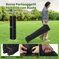 Gazebo Piehevole da Esterno 3 x 3 m, Gazebo Regolabile in Altezza con Pareti Rimovibili, Borsa con Ruote, Picchetti, Ancoraggi, Corde Vento e Sacchi di Sabbia, Tendone per Giardino (Nero)
