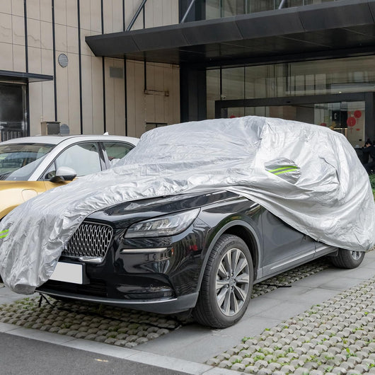 Copertura Auto con Porta a Zip, Serratura, Copertura per Auto con Strisce Riflettenti, Copertura Universale per Esterni per Auto (492 X 191 X 154 cm)