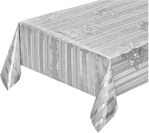 Tovaglia Cucina Antimacchia 140x300 Cm Metallizzata Lucida Grigia Copritavolo Pvc Decorato Dis_B