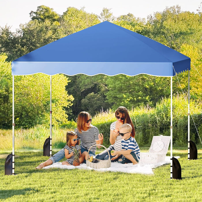 Gazebo Pop-up da Esterno 3 x 3 m, Gazebo Pieghevole con Borsa con Ruote, 8 Picchetti, 4 Ancore, 4 Corde Antivento, 4 Sacchi di Sabbia, Tendone Impermeabile per Eventi Commerciali (Blu)