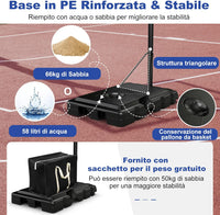 Canestro Basket da Interno ed Esterno per Adulti, Canestro da Basket Professionale e Regolabile in Altezza da 245 a 305 cm con Tabellone da 111cm, Base Riempibile e 2 Ruote