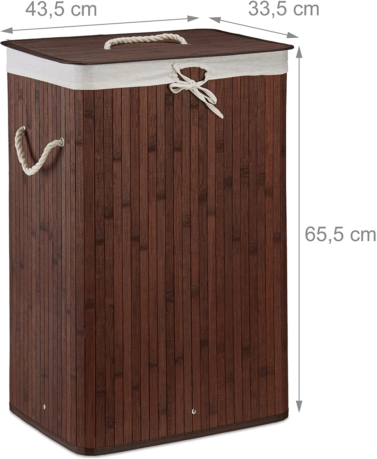 Portabiancheria rettangolare con sacco in cotone 65,5 cm marrone bambù 13_0001905_6