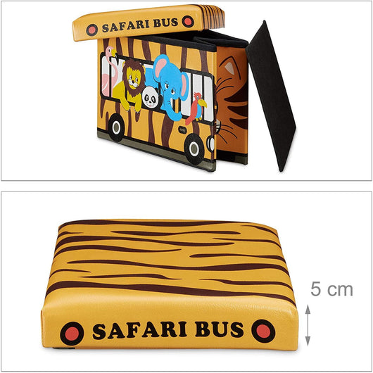 Scatola portagiochi sintetica con coperchio, pouf pieghevole per bambini, arancione 13_0000781_2