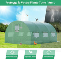 Serra da Giardino, Serra Tunnel per Orto e Piante con Copertura Resistente, Struttura Robusta in Acciaio Zincato, Finestre Avvolgibili e Porte con Cerniera (400 x 300 x 200 cm)