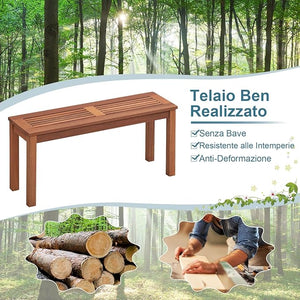 Panchina da Giardino 100 x 30,5 x 47cm, Set di Panca in Legno Massello da Esterno con Sedile a Doghe e Robusto Telaio, Arredo per Balcone e Ingresso, Naturale (1)