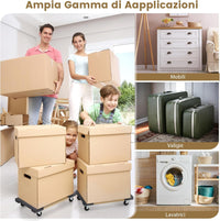 Base con Ruote in Legno di Acacia, Carrello a Pianale con Maniglia per Trasporto, concon Capacità di Carico di 450 kg, 77 x 47 cm (1)