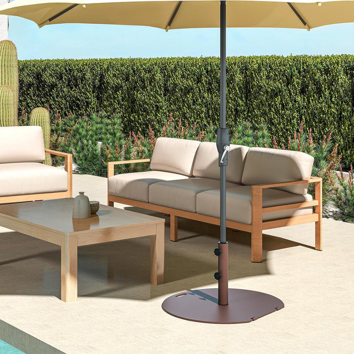 Base per Ombrellone in Metallo 23 kg, Supporto Rotondo con 2 Manopole di Serraggio, Ruote e Manico, Supporto per Ombrellone da Mercato Resistente per Giardino, Cortile, Piscina