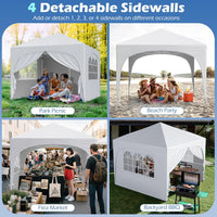 Gazebo Piehevole da Esterno 3 x 3 m, Gazebo Regolabile in Altezza con Pareti Rimovibili, Borsa con Ruote, Picchetti, Ancoraggi, Corde Vento e Sacchi di Sabbia, Tendone per Giardino (Bianco)