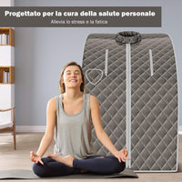 1000 W Sauna a Vapore Portatile con Telecomando, Sauna Domestica Bagno di Vapore con Sedia, Sauna Spa 3L, Funziona Timer 15-90 min (Grigio)