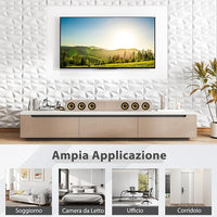 50 Pezzi 3D Pannelli Murali 30 x 30 cm, Pannello da Parete 3D Diamante, Decorazione Interna da Parete in PVC, 4,5 m², per Soggiorno Camera da Letto (4,5㎡,Bianco)