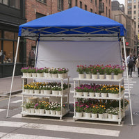 Gazebo Pop-up da Esterno 182 x 182 cm, Gazebo Pieghevole con 1 Parete Laterale, Gambe Inclinabili Regolabili e 4 Picchetti, Tendone Impermeabile per Feste, Campeggio e Picnic (Blu)