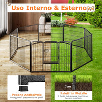 Recinto per Cani Interno ed Esterno, 8 Pannelli Altezza 60/80 CM Recinzione per Piccoli/Medi Animali/Coniglio/Gatto, Cancelletto Portatile Pieghevole con Porta (190 x 60 cm)