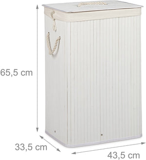 Portabiancheria rettangolare con sacco in cotone 65,5 cm bambù bianco 13_0001905_3