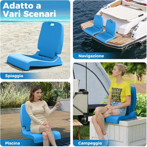 Sedia da Piscina Esterno, Sedia Pieghevole con Maniglia e Supporto, Foro di Drenaggio, Struttura in PE, Design Leggero per Spiagga, Campeggio, Pesca, Portata 100 kg (Blu)