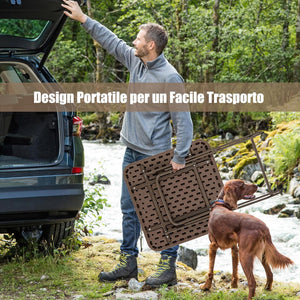 Tavolino Pieghevole Quadrato 60 cm, Tavolo da Pranzo per Interni ed Esterni con Piano in Rattan, Maniglia per Trasporto, Tavolo da Picnic per 4 Persone, Portata 50 kg