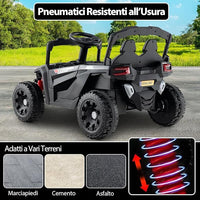 12V Macchina Elettrcia per Bambini, UTV Auto Elettrica con Telecomando, 3 Velocità, Luci LED, Musica, Clacson e Sospensioni a Molla, 3-5 km/h, Ideale per Bambini 3 Anni+ (Nero)