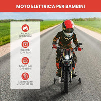 12V Aprilia Moto Cavalcabile per Bambini, Motocicletta Elettrica con Ruote Ausiliarie e Musica Wireless, Sospensione a Molla, Moto Elettrica alla Moda per Bambini 3-8 Anni (Nero)