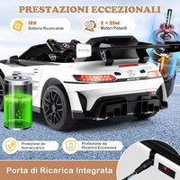 Macchina Elettrica per Bambini, Mercedes Auto Cavalcabile con Telecomando 3 Velocità Luci LED Musica e Connessione Senza Fili, Partenza Morbida, 4,5 Km/h, 3+ Anni (Bianco)