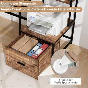 Scrivania per Computer da 170 CM, Scrivania con Supporto per Monitor e Cassetto, Prese di Corrente, Porte USB e Ripiani di Archiviazione, Scrivania per Ufficio e Casa