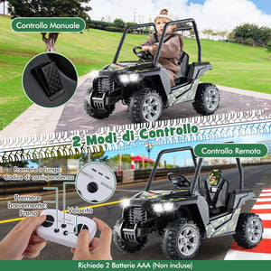 24V Macchina Elettrica per Bambini, UTV Elettrico con Telecomando Cintura di Sicurezza a 3 Punti, 3 Velocità 2,5-4,5 km/h, Partenza Lenta, Veicolo per Bambini di 3-8 Anni (Nero+verde)