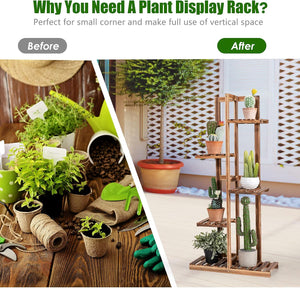 Scaffale per Piante da Interno ed Esterno, Porta Fiori di Legno a 5/6 Livelli, Porta Vasi per Giardino, Balcone e Soggiorno (6 livelli)