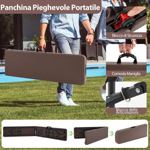 Panca da Giardino 180 cm, Panca Pieghevole da Picnic in HDPE, per Giardino Campeggio Festa, Portata 600 kg (Panca)