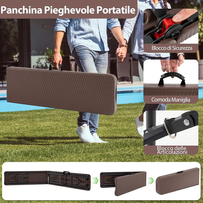 Panca da Giardino 180 cm, Panca Pieghevole da Picnic in HDPE, per Giardino Campeggio Festa, Portata 600 kg (Panca)