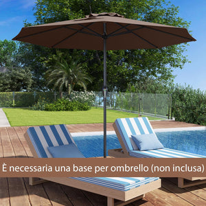 Ombrellone da Giardino da 260/360 cm, Ombrellone Parasole con Manovella, Ombrellone da Spiaggia con 8 Stecche, per Cortile Piscina Giardino (Caffè,260 cm)