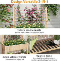 Letto da Giardino Rialzato, Fioriera Elevata con Traliccio, Mensola di Stoccaggio e Fori di Drenaggio, Orto Rialzato per Cortile, Giardino e Patio, 116 x 59 x 150 cm (Naturale)