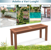 Panchina da Giardino 100 x 30,5 x 47cm, Set di Panca in Legno Massello da Esterno con Sedile a Doghe e Robusto Telaio, Arredo per Balcone e Ingresso, Naturale (1)