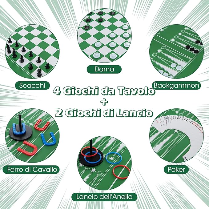 12 in 1 Set da Tavolo per Giochi Combo, Tavolo Multiuso con Calcio Balilla Air Hockey Biliardo Ping Pong Scacchi Bowling, Set Combinato per Giochi Multipli per Casa Ufficio Bar Dormitorio