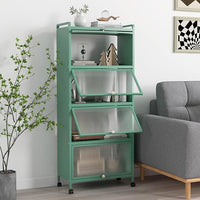 Armadio da Cucina a 5 Piani, Mobile per Microonde con Porte PC a Scomparsa, con 4 Ruote Girevoli, per Sala da Pranzo Soggiorno e Studio, 60x32x154 cm (Verde)