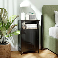 Mobile bagno, Armadietto 40 x 30 x 70cm Multiuso e Salvaspazio con Ante e Mensola Regolabile, Mobiletto in Legno per Soggiorno, Camera da letto e Ufficio (Nero)