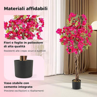 Albero Artificiale di Bougainvillea 120 cm, Pianta Finta in Vaso con 360 Fiori e 40 Foglie, Pianta Decorativa per Casa, Ufficio e Negozio (Rosa,2)