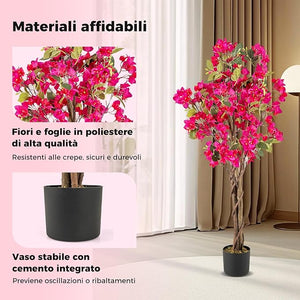 Albero Artificiale di Bougainvillea 120 cm, Pianta Finta in Vaso con 360 Fiori e 40 Foglie, Pianta Decorativa per Casa, Ufficio e Negozio (Rosa,2)