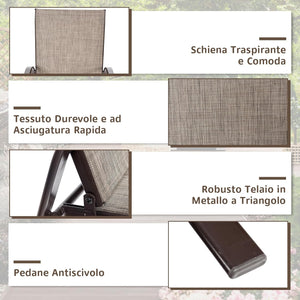 Set di 2 Sedie da Giardino, Sedie da Giardino per Patio in Textilene, con Braccioli Curvi, Telaio in Metallo, Sedia da Bistrot Portata 200 kg, Per Giardino Patio, 56 x 72 x 90 cm (Grigio)