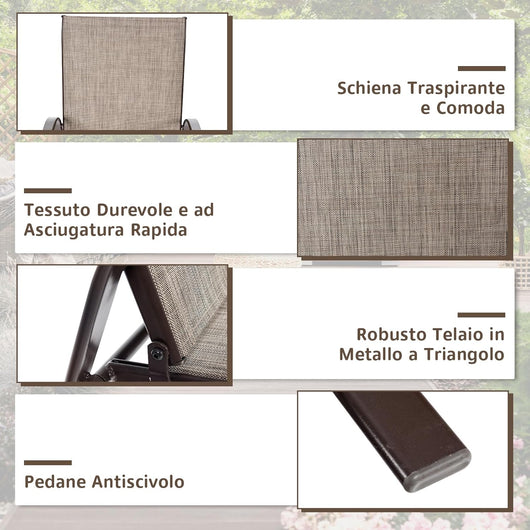 Set di 2 Sedie da Giardino, Sedie da Giardino per Patio in Textilene, con Braccioli Curvi, Telaio in Metallo, Sedia da Bistrot Portata 200 kg, Per Giardino Patio, 56 x 72 x 90 cm (Grigio)