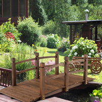 Ponte da Giardino in Legno di Abete 170 cm, Ponticello Decorativo con Ringhiere di Sicurezza, per Giardino Cortile e Fattoria, 171x76,5x58,5cm, Portata 180 kg