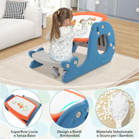 Set Tavolo attività Convertibile per Bambini, Cavalletto Multifunzionale Regolabile con Lavagna Cancellabile a Forma di Balena, Tavolo da Disegno con Panchina, 1 + Anni