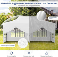 Gazebo da Giardino 3 x 6 m, Tendone per Feste con 6 Pannelli Laterali Rimovibili, con Borsa da Trasporto, Design Pop-up, per Matrimonio Eventi e Barbecue (Bianco)