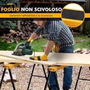 2 Cavalletti da Lavoro Pieghevoli, Coppia di Cavalletti in Metallo per Segare, Carico Fino a 275 kg (Modello 1)
