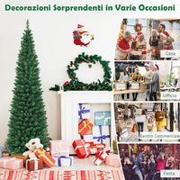 Albero di Natale 150/180/210/240 cm, Albero di Natale Slim con 220/400/700/1000 Rami Folti e Realistici e Base in Metallo, Albero di Natale Artificiale per Casa e Negozio, Verde (210 cm)