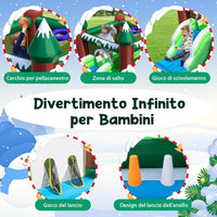 Castello Gonfiabile con Pupazzo di Neve, Gioco Gonfiabile per Bambini con Scivolo, Piscina di Palline, Basket, Gonfiabile con Pupazzo di Neve e Ventilatore da 735W, 380 x 340 x 245 cm