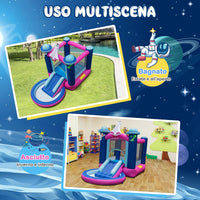 Castello Gonfiabile con Piscina, Casa Gonfiabile per Bambini con Borsa per il Trasporto e Paletti, Ideale per Interni ed Esterni per 3 Bambini di 3-10 Anni (Senza soffiatore)