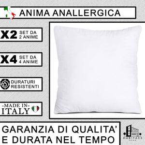 Set 4 Imbottiture Cuscini Divano 45 cm, Anima Anallergica, Cuscino Morbido per Arredo, Cuscino Interno Made in Italy (4 Imbottiture, 45x45 Cm)