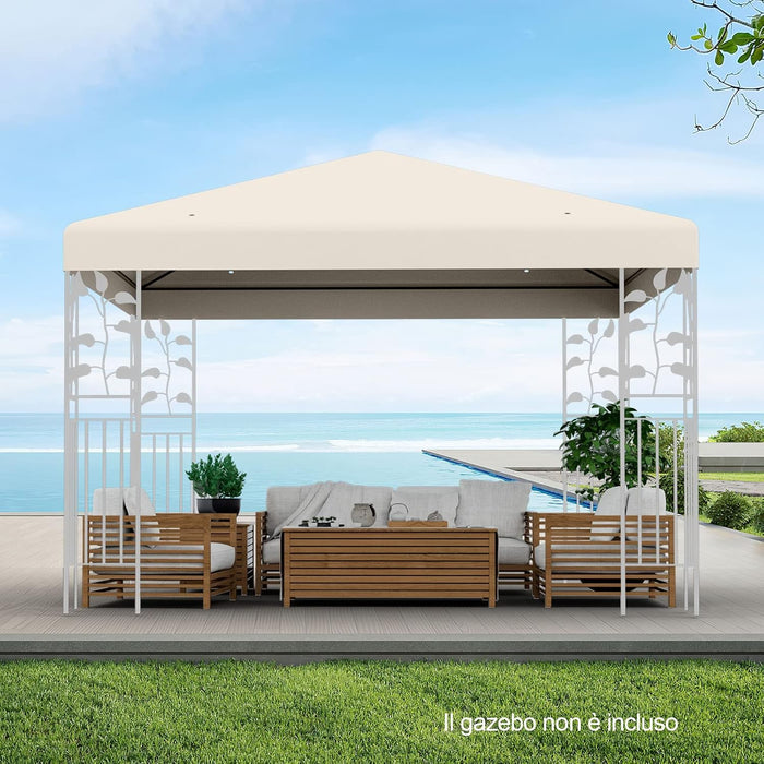 Tettoia di Ricambio per Gazebo da 3 x 3 m, Copertura per Gazebo da Giardino con Gancio e Chiusura a Strappo, Fori di Drenaggio, Facile da Montare (Beige)