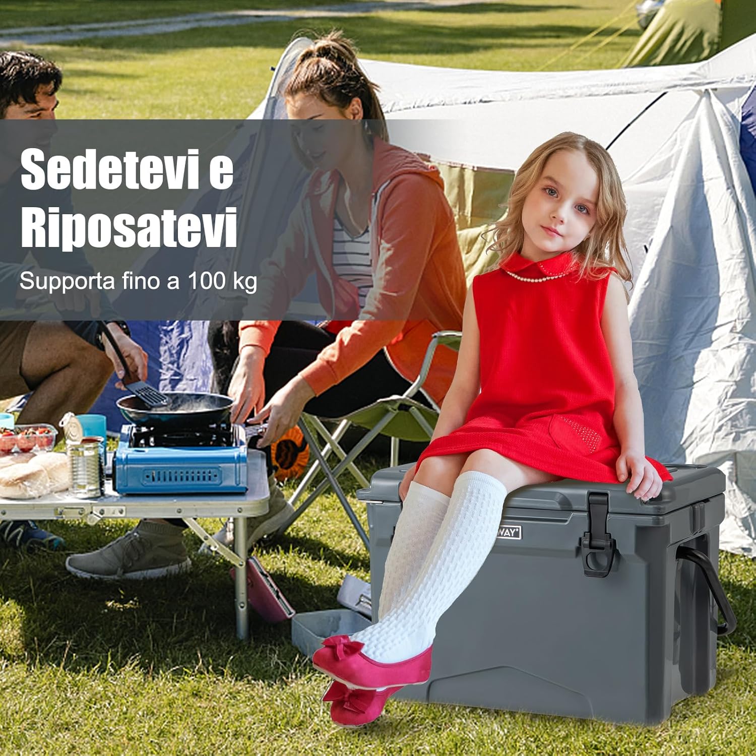 Frigorifero Portatile da 21 Litri, Frigorifero da Campeggio con Portabicchieri Integrati, Regolo e Apribottiglie, Freddo Fino 5-7 Giorni, per Barbecue, Campeggio, Picnic, Pesca