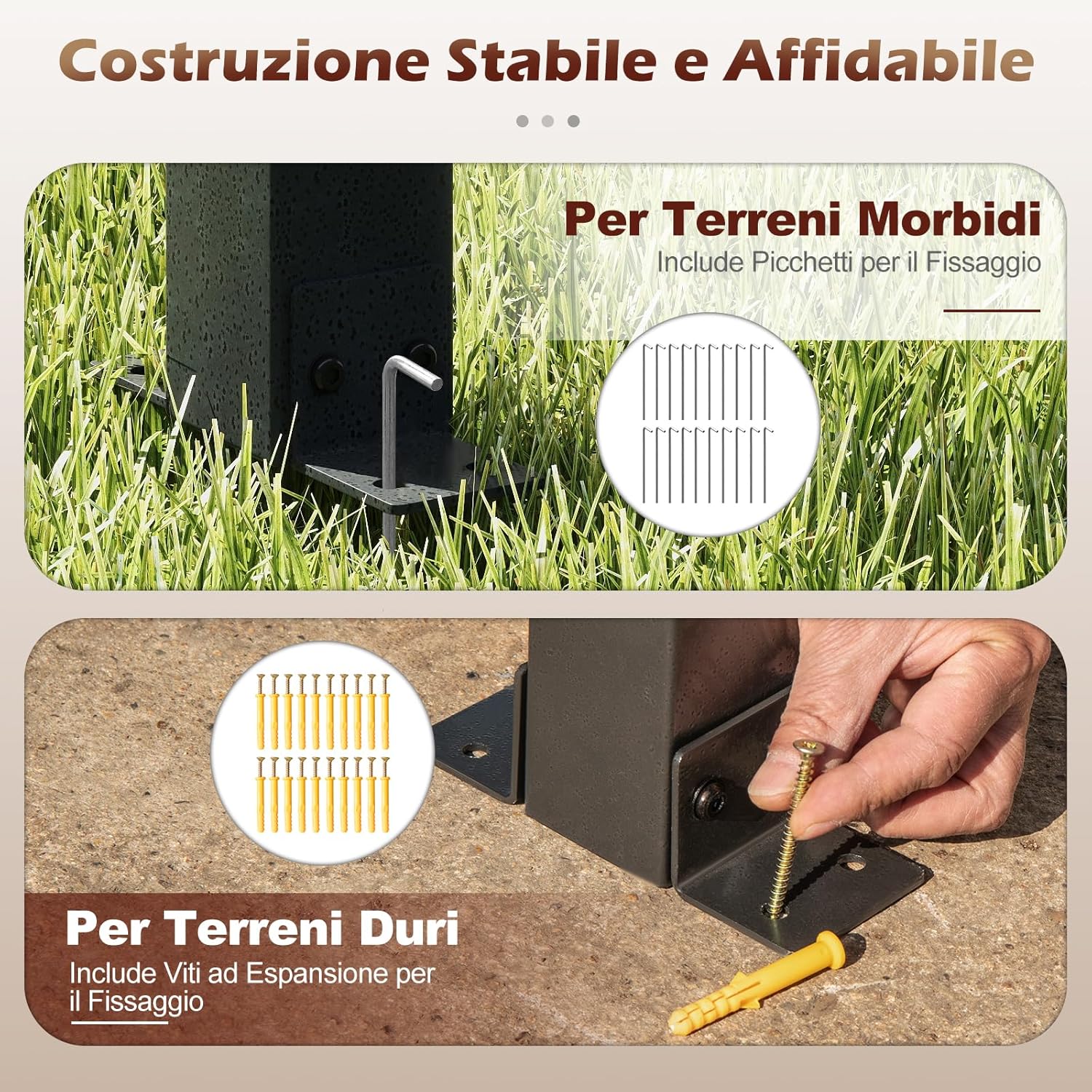 Gazebo da Esterno 305 x 400 x 264 cm, Gazebo Grande con Tetto Inclinato in Policarbonato e Struttura in Metallo, Tenda Impermeabile per Terrazzo, Giardino e Patio