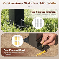 Gazebo da Esterno 305 x 400 x 264 cm, Gazebo Grande con Tetto Inclinato in Policarbonato e Struttura in Metallo, Tenda Impermeabile per Terrazzo, Giardino e Patio