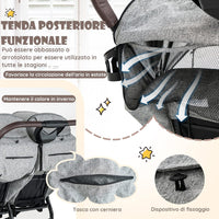 Passeggino Doppio Pieghevole per Bambini, Passeggino Portatile per Bambini con Schienale Regolabile, Cinture a 5 Punti, Poggiapiedi e Tettuccio, per Bambini 6-36 Mesi (Grigio Chiaro)